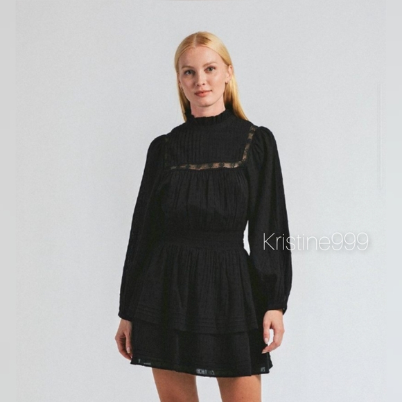 Cleobella Berit Mini Dress in Black Swiss Dot NEW size Small - Picture 3 of 10